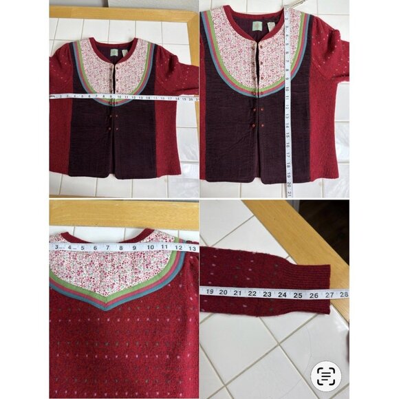 Moth Anthropologie Wool Blend Floral Yoke Cardigan Size Medium - Picture 9 of 16